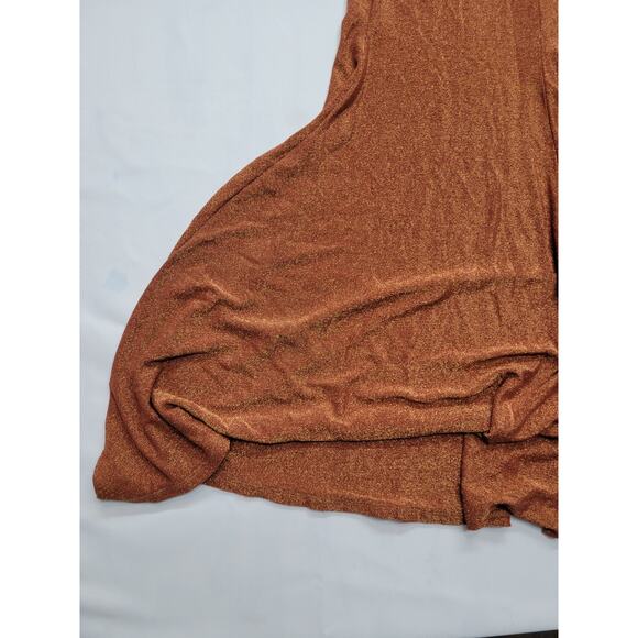 Shein L Burnt Orange Sparkle Glitter Fall Boho Spaghetti Strap Adjustable Dress - Picture 11 of 12